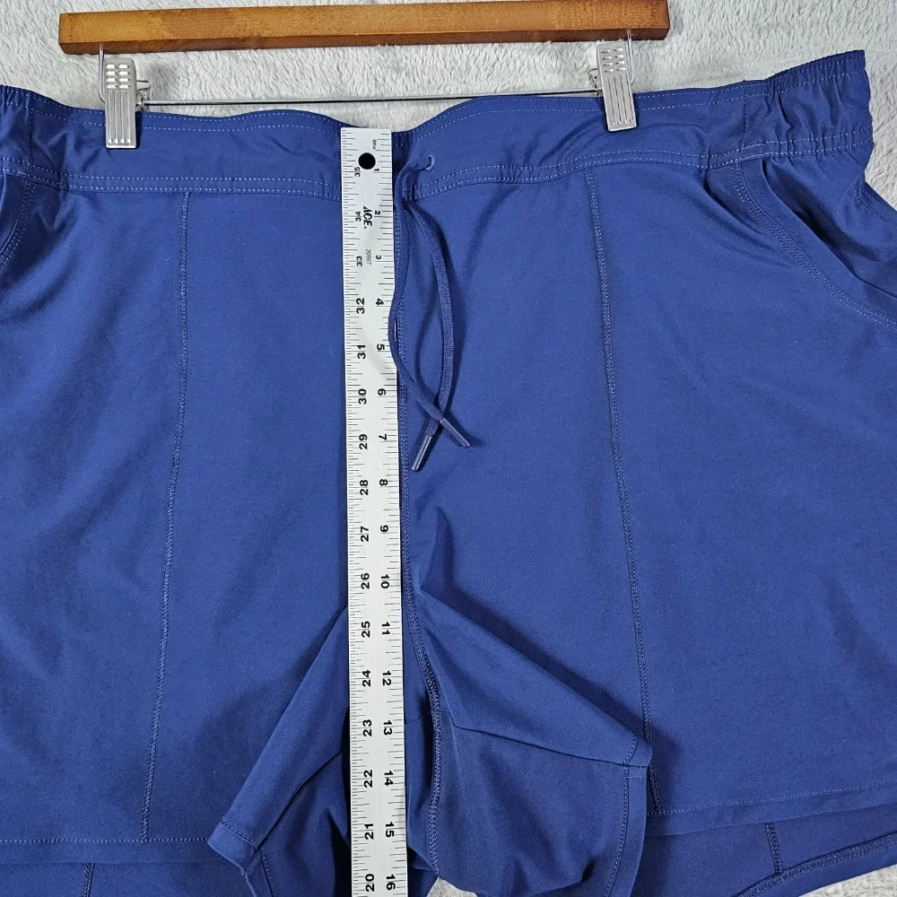 Lands' End Sport Athletic Shorts Women's 22W Lined Drawstring Blue Elastic Waist